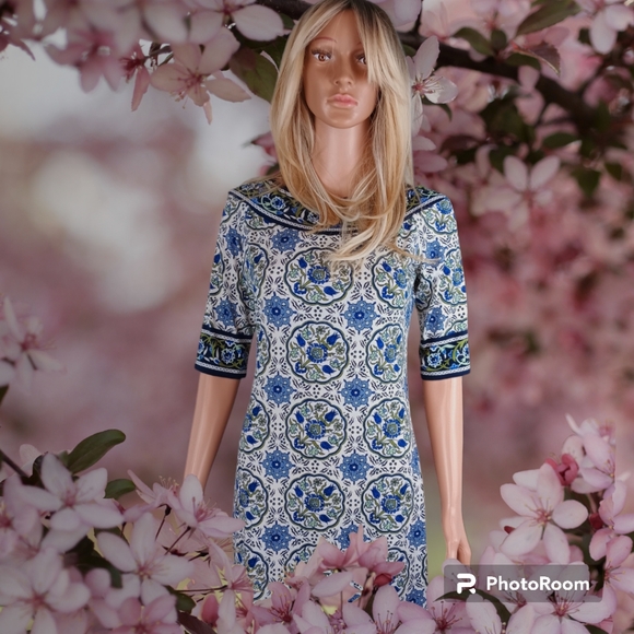 Max Studio, blue and white, slip on dress - Picture 3 of 4